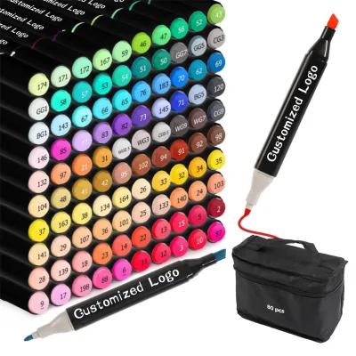 Factory direct sales Dual Tips Permanent Art Markers for Kids&Adult Coloring Touch Sketching Drawing Markers for Artists Paint