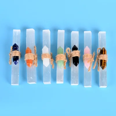 Wholesale High Quality Natural Healing Lectroplated Points Selenite Wandfor Gift Decoration