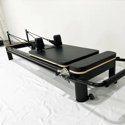 2025 Commercial Pilates Reformer High Quality White Aluminum Alloy Wood Maple New Yog Studio Use Sliding Footbar Oak Fitness