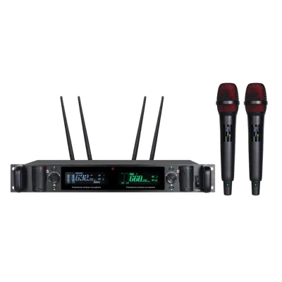 CD-13 Professional Two Channel True Diversity Wireless Charging Microphone 1.5U All-metal Handheld for Stage Performances
