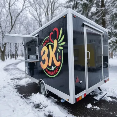 Mobile Food Trailer & Refrigerator for Ice Cream Cart with Working Bench Freezer
