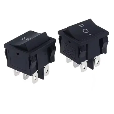 KCD5 21X24mm 21*24mm 6 Pin 3 Position 6A/12A 250VAC ON-OFF-ON SPDT Snap in Black Rocker Switch