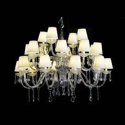 Modern Decoration Fabric Shade Luxury Chandelier Villa Light Crystal Lamp Small Chandelier Lighting for Wedding Decoration