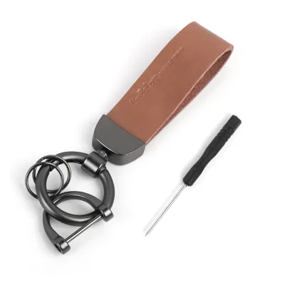 Trend Fashion Lanyard Color Keychain Luxury Men Women Business Metal Leather Car Key Ring Gift for Girlfriend