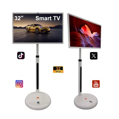32 Inch Android13 Smart TV Touch Screen Versatile Stage Entertainment Display White Cabinet LED Screen Standing Tablet Features