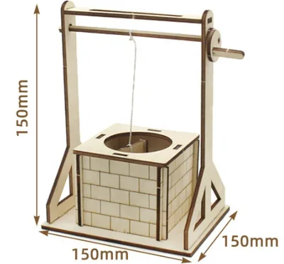 DIY Pulley Well Windlass Teaching Aids Wooden Easy to Assemble 3D Puzzles Stem Project for Kids Children Boy Girls Birthday Gift