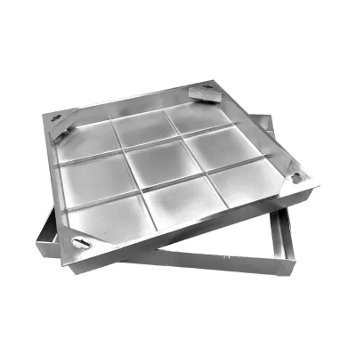 24x24 Inch Stainless Steel Manhole Cover Frame Invisible Square Sewage Cover Base for Outdoor Indoor Metal Hardware
