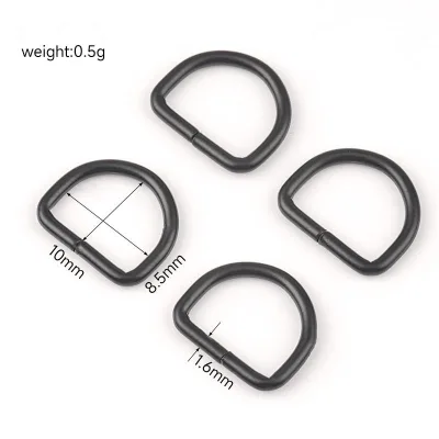 Custom DIY Bag D Ring Loop Non-Welded Mini D-Ring Leather Hardware 10mm Black D Ring for Handbag Purse Clothes DIY Accessories