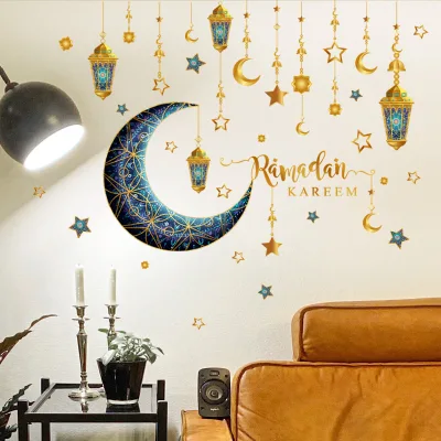 Muslim Eid Al Fitr Moonlight Wallpaper Decoration Ramadan Karim Wall Stickers Islamic Party Wall Decoration