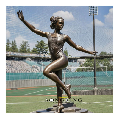 Sport Athlete Type Statue Bronze Training Girl Sculpture Life Size Gymnastics Statues