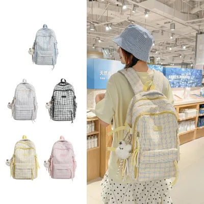 New Unisex Spring Korean Style Lightweight Waterproof Nylon Air Cushioned Simple Design Middle High School Students Backpack