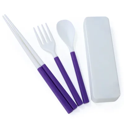 Wheat Straw Plastic PP Cutlery Set Disassembly and Assembly Easy  Knife Fork and Spoon Set with Case