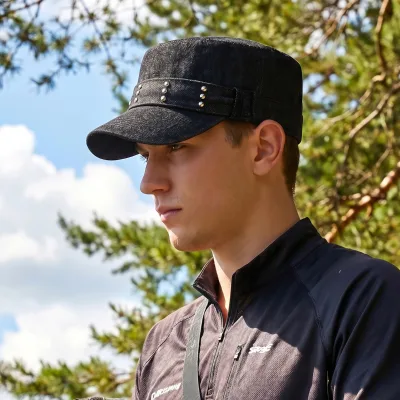 Cross-border New-style Punk-inspired Sun-protective Versatile Breathable Adjustable Cadet Hat Vintage Washed Distressed Cap