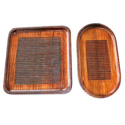 Japanese-style Solid Wood Dinner Plate, Creative Wooden square Fruit Plate, Oval Dessert Plate