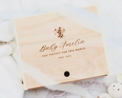 JUNJI Custom Memory Box Personalized Baby Loss Memorial Miscarry Angel Baby Keepsake Infant Loss Urn Engraved Pet Casket Gift