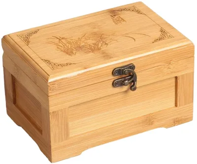 Bamboo Jewelry Storage Organizer Double Layer Box with Removable Tray for Necklace Ring Bracelet Display
