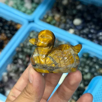 Wholesale Hand Carved Natural Crystal Duck Stone Figurine Reiki Healing Gemstone Duck Ornament
