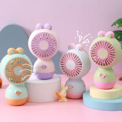 Summer Cooling Handheld Portable Electric Fan Mini USB Desktop Fan with Chubby Bunny Design New Gift