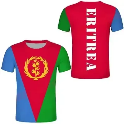 Custom Wholesale Cheap Price Printing Logo Polyester Eritrean Flag Round Neck T Shirt for Sport Events