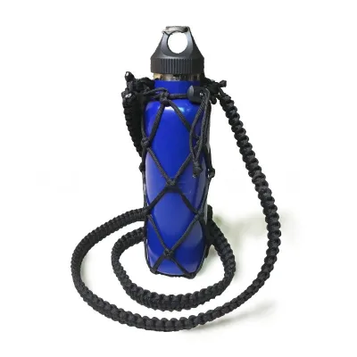 Paracord Bottle Holder Outdoor Adjustable Handmade Carabiner Bottle Handle Strap Survival Strap Cord Water Handle