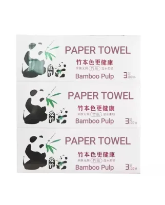 Natural Unbleached Bamboo Pulp Kitchen Paper Towels Soft Absorbent Biodegradable Disposable Roll for Home Use
