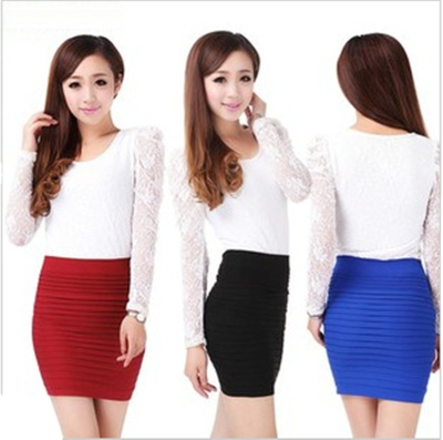 Small Quantity High-waisted Fresh Pure Sweet Candy-colored Large Size Hip Wrap A-line Business Skirt