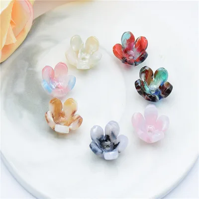 Epoxy Resin Decorative DIY Handmade Cute Small Bowl Flower Stud Earrings Accessories with Holes Bukwang Model A24