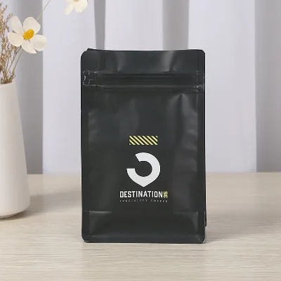 Eight Side Seal Customized Eco-Friendly Reusable Printing Logo Pattern Sealed Zipper Flat Bottom Coffee Bag With Valve