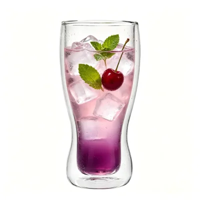 480ml Double Wall Borosilicate Beer Glass, Insulated Clear Pint Cup for Craft Beer, Home Bar & Party Use
