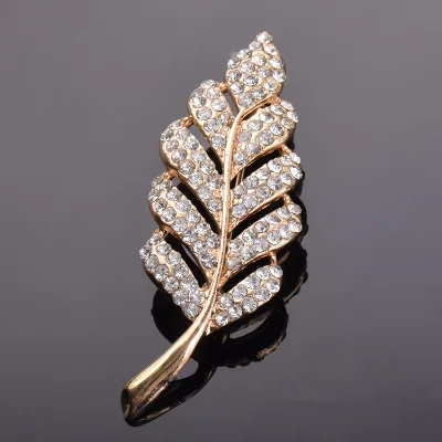 Fashion Luxury Crystal Leaf Brooch Full of Crystal Brooch Leaves Small Brooch Foliage