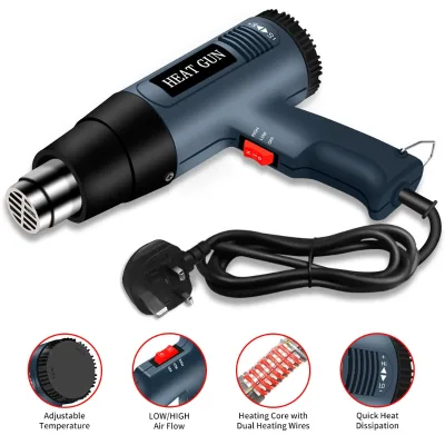 Chenzhou Island Industrial Electric Digital-Display 2000W Hot Air Gun Compact Car Wrapping Two-Speed Temperature Control Stock