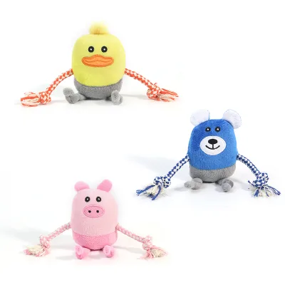 Yun Durable Dog Chew-resistant Plush Toy; Dental Cotton Rope Squeaky Toy for Medium & Small Dogs-Daily Use Boredom-relieving
