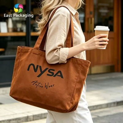 Wholesale Large Capacity Grocery Packaging Shopping Dark Brown Cotton Bag with Your Logo