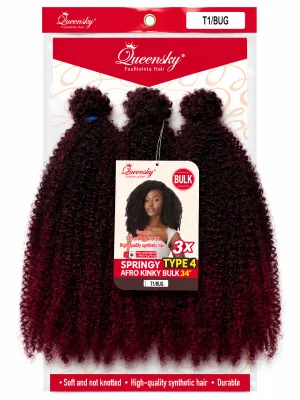 Wholesale Afro Kinky Bulk 3X Springy Type 4 Synthetic Caterpillar Braid Hair Weaving 120G #1 Black Protein Fiber Hair Extensions