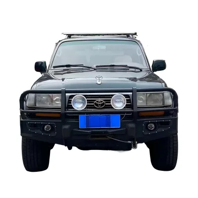 Aftermarket Modified Front Competitive Bumper With Winch Hole Anti-scratch Front Protector Fit LC80 4500 90-97 Offroad SUV