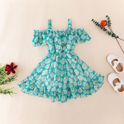 Summer Girls Dresses 1-6 Y Girls Sling Chiffon Dresses Flower Girl Dress