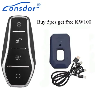 Lonsdor Universal Smart Key BY30-01 for BYD Supports ID46 ID4A 315MHZ 433.62MHZ 433.92MHZ 4 Buttons Remote Key Fob KW100