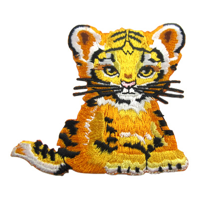Customize Printed Labels Micro Embroidery Garments Patches Cartoon Hat Clothing Animal Tiger Embroidered Patch