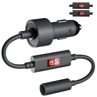 60W Waterproof Car Charger for Starlink Mini 12V/24V 19V 2.5A DC Adapter LED Voltage/Current Display 2-in-1 USB Over-Current