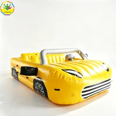 Inflatable Sports Car Towable Tube, Large Yellow Inflatable Car Rider for Boat Towing Water Sports Sea Surfing for Adult Kids
