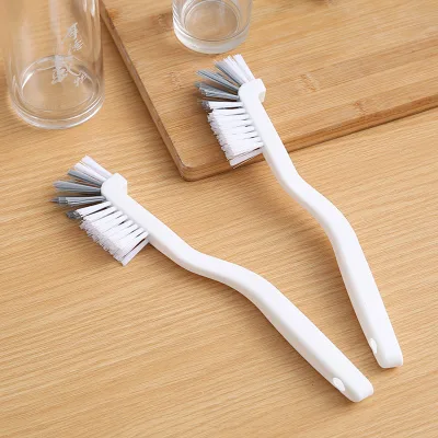 Curved Handle Crevice Cleaning Brush Small Hard Bristle Detail Brush for Cup Lid Teapot Spout Bottle Mouth Gap Kitchen Cleaning