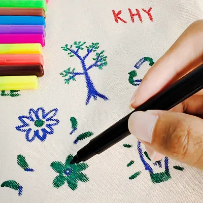 KHY Safety Permanent 4 Colors Set for Textiles Blue Marking Fabric Marker Pen