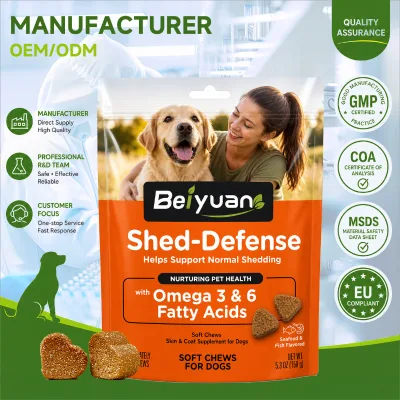 Premium Dog Shed Defense Soft Chews Skin Coat Support Omega Fatty Acids Natural Pet Supplement Customizable