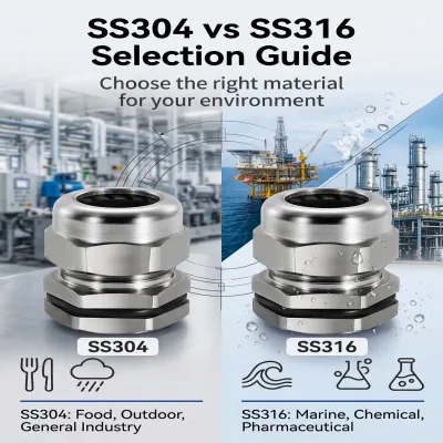 PG11 SS304 Cable Gland for Electrical Enclosure, Stainless Steel Waterproof Cord Gland IP68