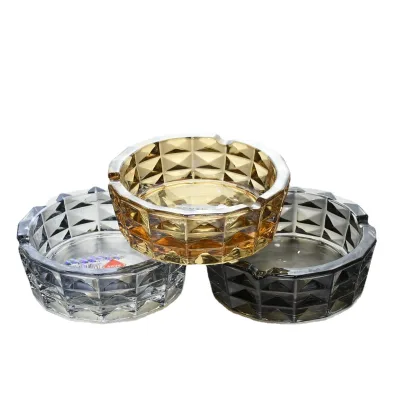 Thickened Minimalist Diamond-pattern Cut Glass Ashtray
