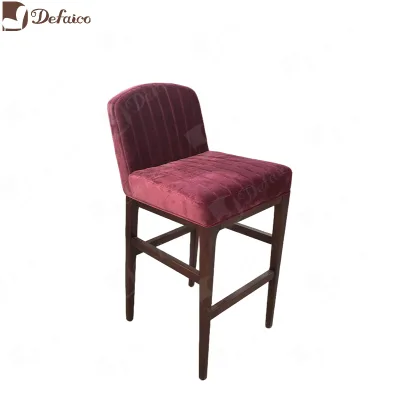 Modern Style Red Velvet High Quality Bar Chairs for Dining Room Restaurant Coffee Shop