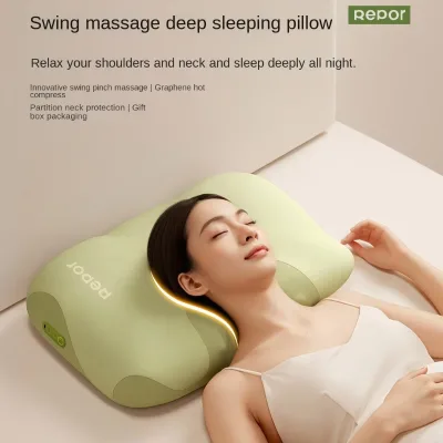 Smart Sleep Pillow with Hot Compress  Massage and Voice Broadcast for Neck Shoulder and Trapezius Relaxation Double-layer  Cover