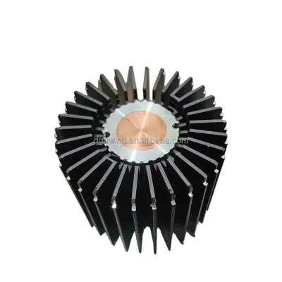 69*69mm Black Heatsink Cylindrical Led Extruding Aluminum Heat Sink Cooling for Cob Led Grow Light