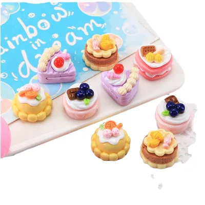 2026 NEW Hot Sales Eco-Friendly Bright Face Fruit Cake Resin Slime Charms Model Art Decor for Decoration