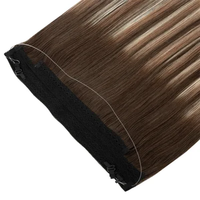 Premium Virgin Halo Hair Extensions With an Adjustable Transparent Wire and a Full Root to Tip Design and Raw Remy Hair